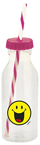 Zak Smiley Emoticon Glücklich Flasche mit Strohhalm 55cl-fuchsia