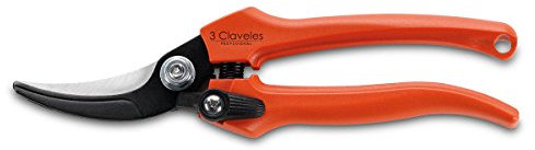 3Claveles 295 - Tijera de vendimia y recoleccion curva (7, 18,5 cm)