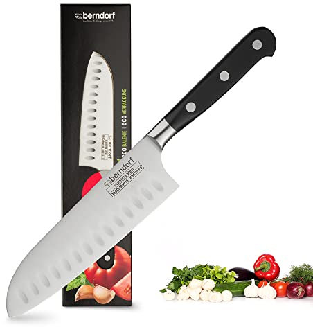 Berndorf© Santoku-Messer, hochwertiges Kochmesser mit extra scharfen Klinge, 17cm, rostfrei, qualitativer POM-Griff, Küchenmesser, Sushi Messer