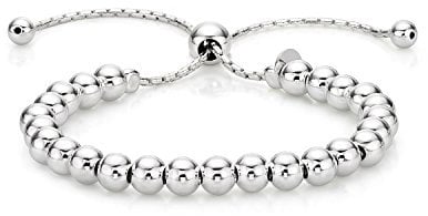 Diamond Treats Ladies Silver Bracelet, 925 Sterling Silver Fashionable Italian Design Ball Bracelet for Women and Teen Girls, Adjustable Ladies Bracelet, Silver Jewellery Gift for Women.