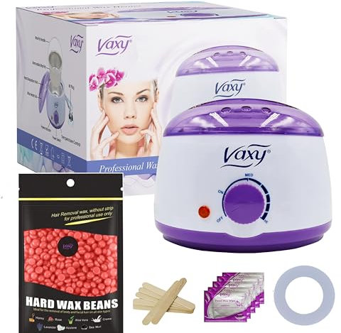 Vaxy Waxing Kit Wax Warmer Electric Wax Pot Heater with Accessories, A Complete at-Home Hair Removal Wax Kit Painless Hard Wax for full Body, face, Bikini Area, Eyebrows (Rose)