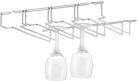 FB FunkyBuys Chrome Plated Wine Glass Rack | Wall Mounted Glass Hanger Holder Glassware Stemware Rack | Deluxe Champagne Glass Rack (Large)