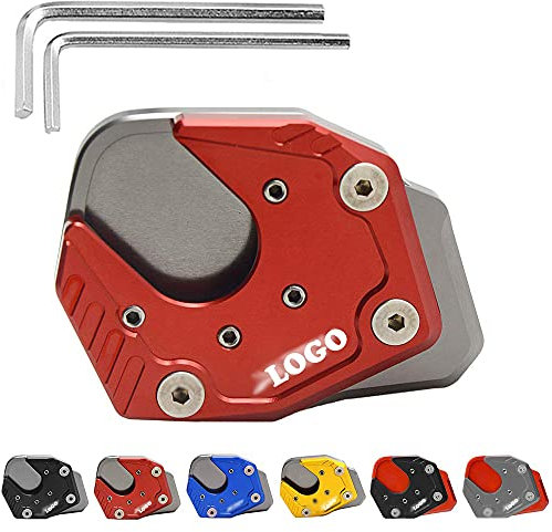 Motorrad CNC Seitenständer Verbreiterung Ständer Seite Ständer Verlängerung Teller Pad für XADV X adv 750 2017-2020 (Titan + Rot)