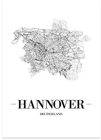 JUNIWORDS Stadtposter - Wähle Deine Stadt - Hannover - 40 x 60 cm Poster - Schrift A - Weiß