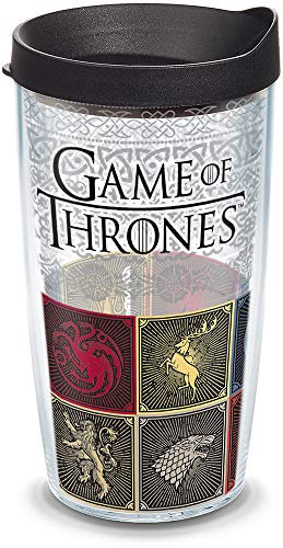 Tervis 1325326 HBO Game of Thrones - Flat Art Sigils Insulated Travel Tumbler with Wrap & Lid, Tritan, 16 Fluid_Ounces, Clear