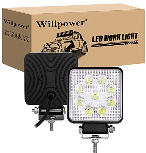 Willpower LED Scheinwerfer 12V 2pc 4inch 27W LED Arbeitsscheinwerfer Offroad Flutlicht IP67 Wasserdicht Zusatzscheinwerfer 6000K für Traktor Truck Auto SUV UTV ATV Reflektor Rückfahrscheinwerfer Platz