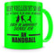 Samunshi® Ich denke an Handball Tasse Kaffeetasse Teetasse Kaffeepott Kaffeebecher Becher H:95mm/D:82mm neon grün