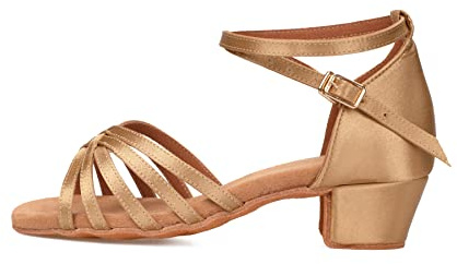 Zapatos de Baile Latín Calzado de Tacón Medio para Niña/Mujer Beige 36