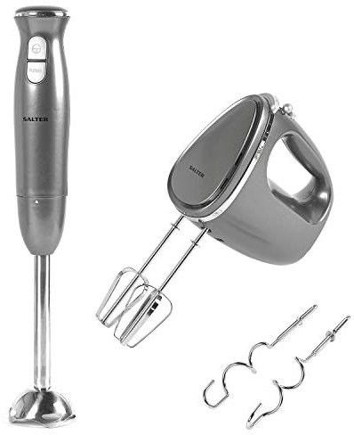 Salter COMBO-6737 Cosmos 2 Speed Hand Blender and 5 Speed Electric Hand Mixer Whisk, 300/400 W, Doughs Hooks/Beaters Included