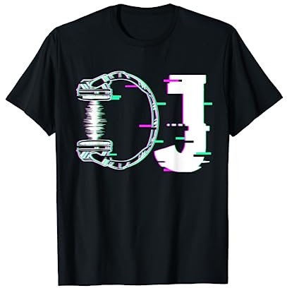 Regalos de InGENIUS DJ Music Headphone Disc Jockey Camiseta Unisex-Adulto con Manga Larga y Cuello en U en Negro, Talla S