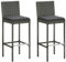 vidaXL 2X Garten Barhocker mit Kissen Barstuhl Tresenhocker Thekenhocker Tresenstuhl Thekenstuhl Küchenhocker Gartenmöbel Grau Poly Rattan