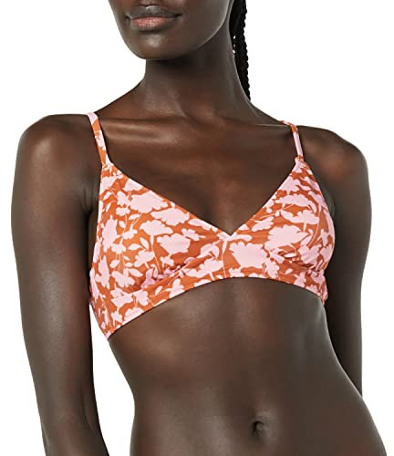 Amazon Essentials Top Bikini Classico con Sostegno Leggero Donna, Marrone Rosa Floreale, 48