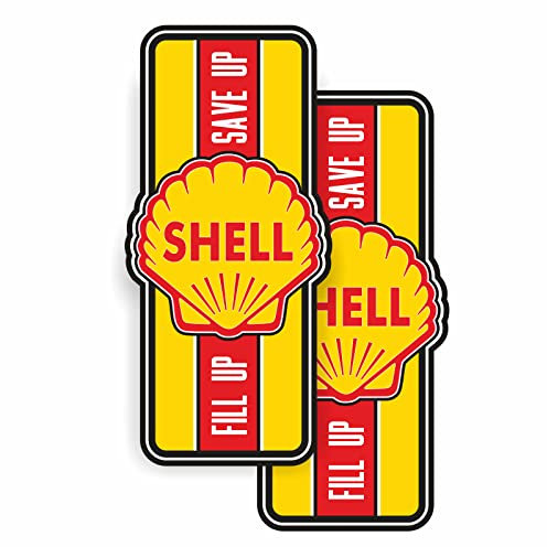 cut-it folientechnik & design 2X Shell Gasoline Aufkleber 10x5cm Kult Sticker Auto USA V8 Hotrod Tuning Oldschool Muscle Car Oldtimer Youngtimer Rally Garage Man Cave