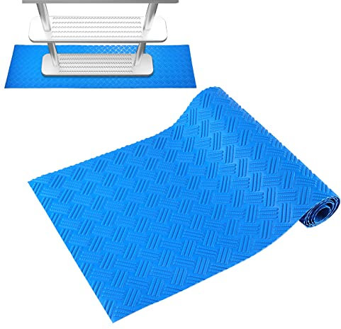 LUTER Poolleitermatte, 1,5 mm dick, Poolleitermatte, rutschfest, für oberirdischen und ausgehöhlten Pool (Blau, 24 x 91,5 cm)
