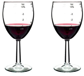 Mind Your Measures Know Your Units Alcohol Unit Measuring Wine Glass, Wine Gadget, Engraved Wine Glass, Wine Related Gift. (Pack of 2)