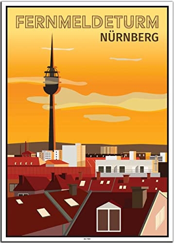 BLN PRINT Fernmeldeturm Nürnberg (1) - Vintage Travel Poster