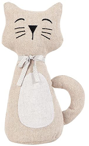 CERAYOU Cute Animals Decorative Door Stoppers, Soft Durable Fabric Weighted Interior Wall Protector for Home & Office, Anti Collision Heavy Duty Compact Floor Decor Book Stopper, Beige Yellow Cat