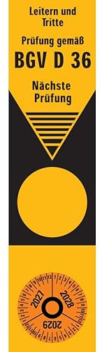 Dreifke® Grundetikett mit Prüfplakette 2027-2029 für Leiter, Folie, ablösbar, 50x200mm