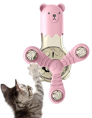 Idezek Windmühle Katzenspielzeug,360 Grad drehbarer Futterspender Windmühle Katzenspielzeug - Multifunktionales interaktives Lernspielzeug für Katzen, Hunde und Welpen