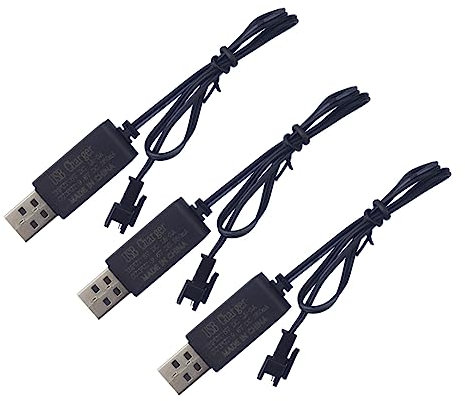 ZYGY 3PCS 9.6V SM-2P Plug Câble de Charge USB pour Chargeur de Batterie SM-2P pour Voitures télécommandées, camions, Chars d'assaut et Bateaux RC