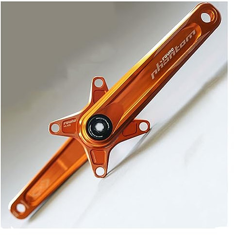 LHHL 170mm 175mm Hohl Integrierte MTB 4 Klauen Kurbelarm-Satz 104BCD Aluminium-Legierung Mountainbike Kurbel Fahrrad Kurbeln (Color : Orange, Size : 175mm)