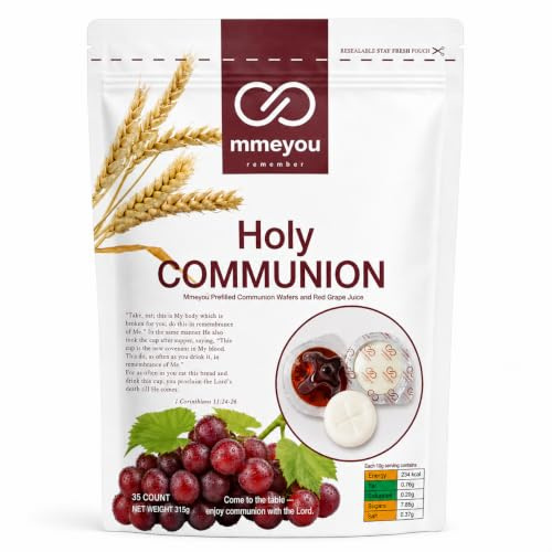 Mmeyou Prefilled Communion Cup and Wafer Set, 35 Count, Ready to Serve. | Holy Communion Bread and Wine Set with Communion Wafers and Communion Wine.