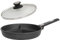 SKK 2-tlg. Gusspfanne Ø 28 cm 3-fach geteilt - Antihaft beschichtete Pfanne ideal zum Braten dreierlei Speisen & Deckel aus Glas - Made in Germany