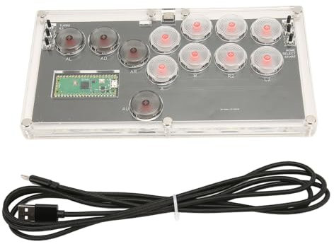 Hot Swap Mechanical Switch Fight Game Controller Joystick für Fighting Box mit RGB-LED-Licht USB-Anschluss, Fight Stick, Flatbox Fighting Stick Game Controller Joystick