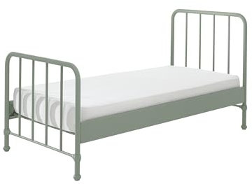 möbelando Metallbett >BRONXX< in Grün matt aus Metall - 96,5x110x206cm (BxHxT)