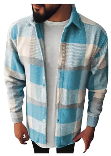 JIANROU Chemise Flanelle Homme Chemise Carreaux Boutons,Surchemise Homme,Chemise Homme,sur Chemises Homme Hiver,Chemise Blanche,Chemise Homme Grande Taille