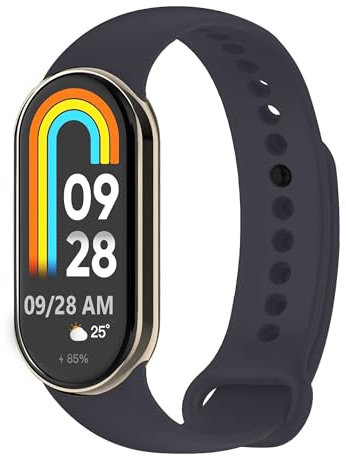 OcioDual Correa de Recambio Compatible con Xiaomi Mi Band 8, de color Gris Oscuro, Pulsera de Repuesto de Silicona Suave Flexible Sport Goma Transpirable