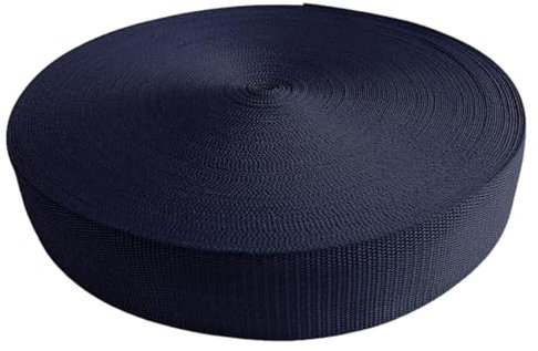 Gurtband 2m 5m 10m 50m, 50 Farben, Breite 10mm 15mm 20mm 25mm 30mm 40mm 50 mm Taschengurt Polypropylen Ideal für DIY-Projekte, Handarbeiten & Outdoor (058) Dunkelblau, 30mm x 50m