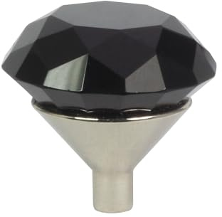 domino Elegante Crystal G Möbelknopf 30mm in Chrom & Schwarz | Kristallknöpfe, Robustes Glas-Design |Möbelknöpfe | Glamouröser Stil | Perfekt für Schränke und Kommoden