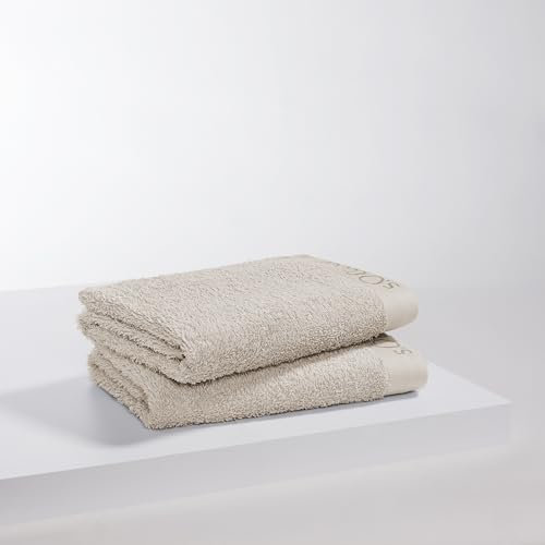 s.Oliver 2 TLG Handtuch Set 50x100cm - 100% Baumwolle, 600 g/m², weich & saugstark, Doppelpack Handtücher beige