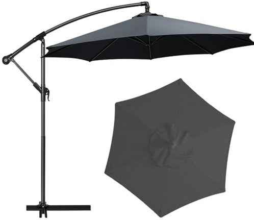 SANGOGO Parasol de Repuesto para sombrilla de Mercado de 3 m, Impermeable, con Parasol, protección UV, para 8 puntales, toldo de Repuesto para sombrillas al Aire Libre (Grey)
