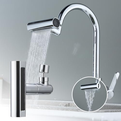 Robinet de Cuisine Cascade 4 en 1,Rallonge Robinet Cuisine,Rotatif à 360 °,Buse de Pulvérisation 4 Fonctions pour Laver les Légumes, les Fruits