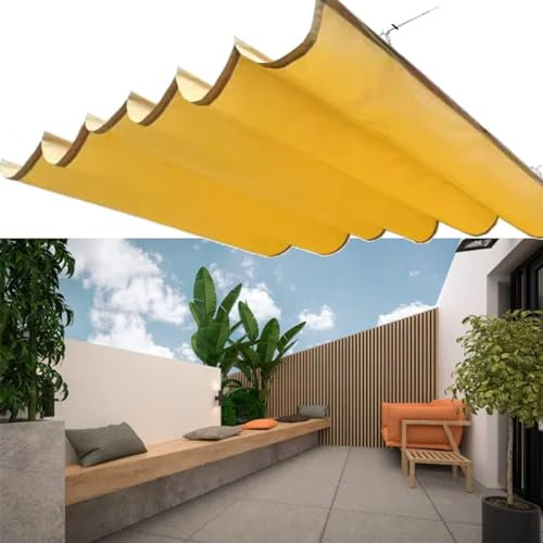 XILYZMO Outdoor Wave Sun Shade, Pergola Shade Cover Waterproof, With Cable Hardware Size Customization Replacement Canopy Kits, Retractable Pergola Slide Shade Sail For Deck Porch Garage Backyard