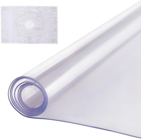 VEVOR Plastic Table Cover, 42 x 60 Inch 2.0 mm Thick Clear PVC Desk Mat Protector, Waterproof & Easy Cleaning Desk Pad Tablecloth, for Office, Dresser, Dining Room, Night Stand