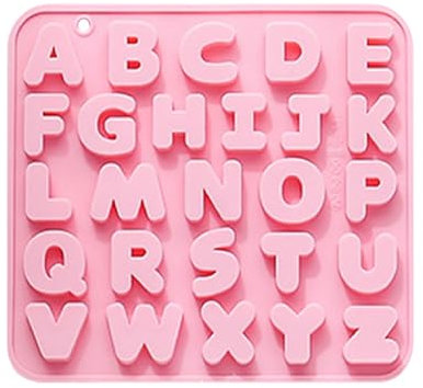 YEJAHY Silikonform Buchstaben, A-Z Alphabet Silikonformen Gießformen Buchstaben, Wiederverwendbare Letter Cake Backform für DIY-Formen, Kuchen (Rosa)