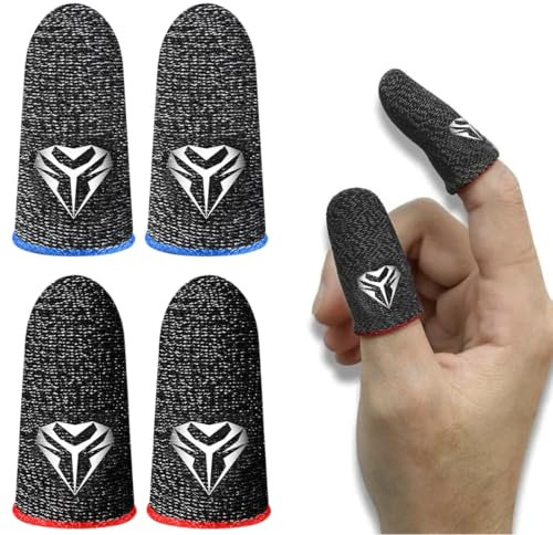 Ensemble de 4 doigtiers de jeu, étui de jeu mobile, gants pour écran tactile résistants à la transpiration, adaptés aux doigts et aux pouces pour les jeux sur écran tactile, doigtiers de jeu
