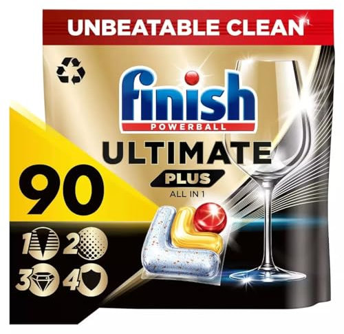 Finish Ultimate Plus All in One Lemon Sparkle Powerball Dishwasher Pack 90 Tabs