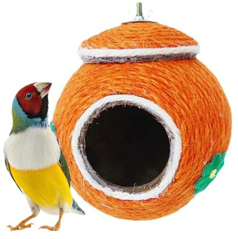 Vogelhaus, handgewebt, für Papageien, Kokos, Hüttenhaus, Bissschutz, Nisthaus für Vögel, Papageien, Wellensittiche, Sittiche, Kanarienvögel, Finken