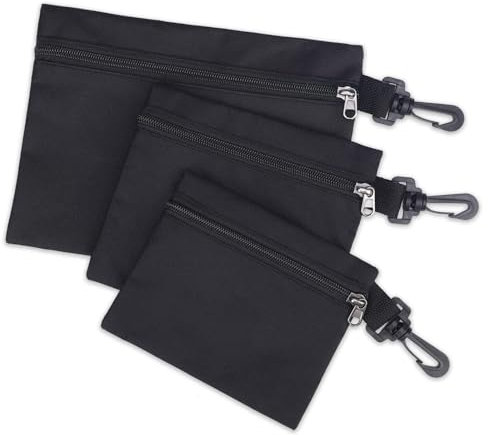 HFCOONY 3 Pack Tool Bags Canvas,Heavy Duty Tool Pouch,Small Tool Bag Pouch Zipper Bags,EDC Mini Tool Pouch Bag Organizer with Clip,Small Pouch Bags,Tool Pouches for Men/Car (Black)