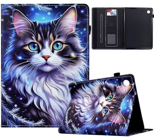 Generico DayQiQiPu Cover per Samsung Galaxy Tab A9+ Plus SM-X210/X215/X216 11 Pollici Motivo Gatto tigrato Flip Stand Fessura per la Carta Copertura Protettiva con Auto Sveglia/Sonno,06