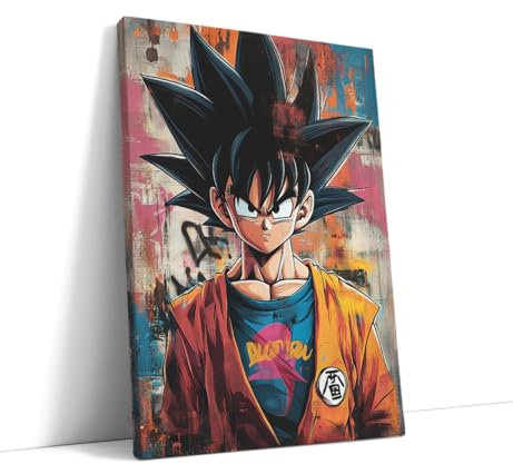 AKINDA Art Gallery - Quadro con Cornice 60 x 80 cm - Goku Pop Art - Dragon Ball Super - Anime - Arredo Bar - Street Art - Idea Regalo per Arredo Casa