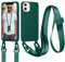 Woijrly Funda para iPhone 11 Caso con Cordón, Ajustable Collar Carcasa iPhone 11 Cuerda, Delgado Suave Bumper TPU Silicona Líquida Antigolpes Case, Carcasa Protectora con Forro de Microfibra, Verde