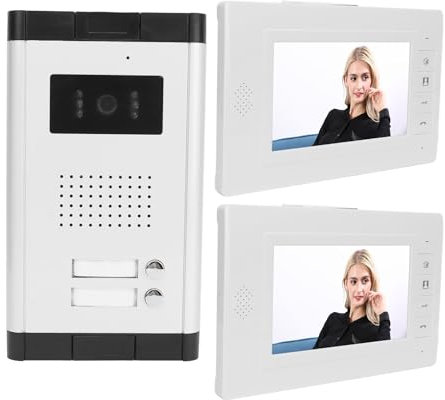 SEAFRONT Videocitofono Kit Videocitofono Monitor 7 Pollici Telecamera per Visione Notturna Chiamata Bidirezionale per Appartamento Home Office AC100-240V (Spina UE 100-240 V)