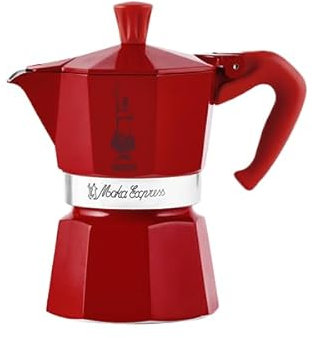 Bialetti Mokina Rossa, Moka Express Mezza Tazza, Collezione Wonderland | Caffettiera ½ Caffè Manico Rosso
