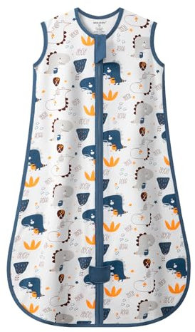 MIKAFEN Baby Schlafsack Sommer 1.0 Tog,100% Baumwolle Kinder Sommerschlafsack für Jungen und Mädchen, Blauer Dinosaurier,6-14 Monate