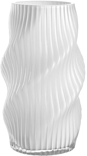 LEONARDO HOME Verdi Vase • 1 Stück • Kunstvolle Blumenvase für Tischdeko • Hingucker durch geschwungenes Design • Glasvase für Blumensträuße • Elegantes Tischaccessoire • Höhe 30 cm • weiß • 055276